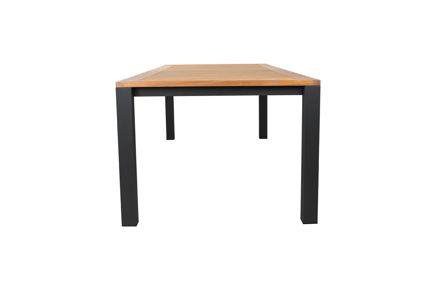 Elements Alu Dining Table 240x100cm (97"x39"), Teak Top, w. umbrella hole, Slate